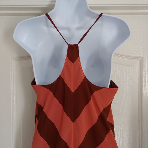 Judith March Peach and Brown Stripe Chiffon Halter Dress Large - Picture 6 of 9